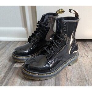 NWOB Dr Martens 1460 Women's Patent Leather Lace Up Boots Black US Size 5 UK 3